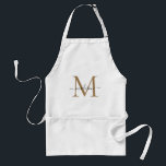 Tablier Cuisine du chef Monogramme moderne Noir Gold Scrip<br><div class="desc">Monogramme moderne Black Gold Girl Script Chef Cuisine Adulte Apron</div>