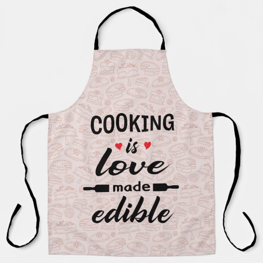 Tablier Cuisine est amour drôle slogan (Recto)