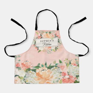 Tablier Cuisine florale pêche jolie personnalisée