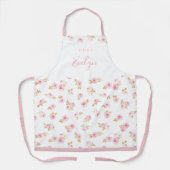 Tablier cuisine florale rose pâle personnalisée (Recto)
