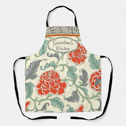 Tablier Cuisine grand-mère personnalisée Fleur japonaise (Recto)