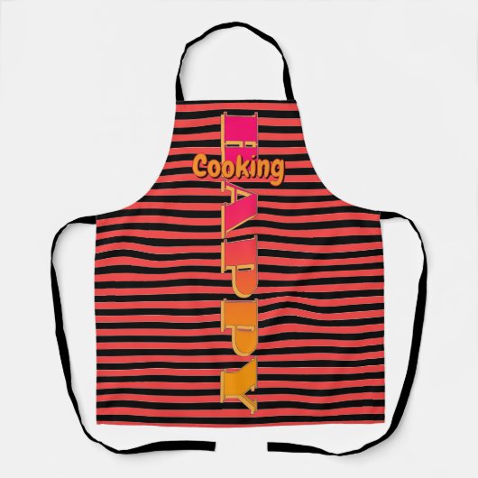 Tablier Cuisine Heureuse Rayure Horizontale Rouge Noir (Recto)