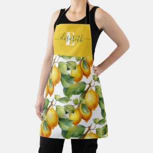 Tablier Cuisine italienne personnalisée aux citrons jaunes