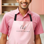 Tablier Cuisine moderne minimaliste rose pâle Chef Cuisine<br><div class="desc">Habiller la pièce dans votre propre tablier de cuisine de chef de nom personnalisé en rose roux. Le design se compose d'une conception de typographie simple et moderne,  qui combine le design de script et le design de serif. Parfait pour les connaisseurs de chef et les gourmets.</div>