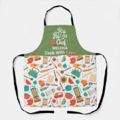 Tablier Cuisine moderne Vert Outils Cuisine Ustensiles (Recto)