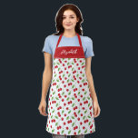Tablier Cuisine Motif moderne Red Cherry<br><div class="desc">Un élégant tablier de cuisson personnalisé motif cerise. Personnalisez-le avec votre nom. Fait un cadeau mignon pour un ami. Idéal pour les anniversaires,  la Saint Valentin,  etc. Conçu pour vous par Blackberry Boulevard.</div>
