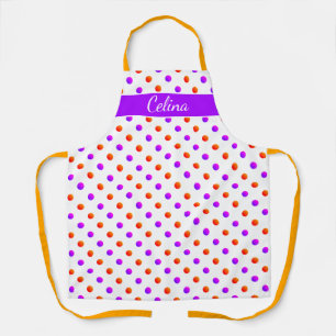 Tablier Cuisine motif pois orange vif