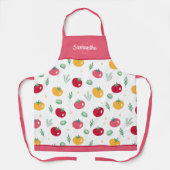 Tablier Cuisine Motif rose rouge et jaune de la tomate (Recto)