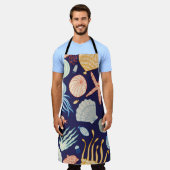 Tablier Cuisine motif sans soudure avec méduse, coquilles, (Porté)