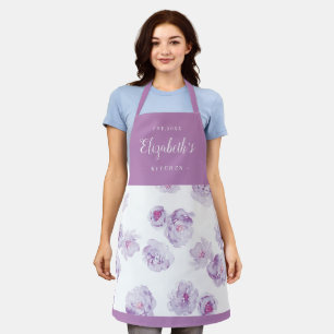 Tablier cuisine personnalisée à l'aquarelle violette