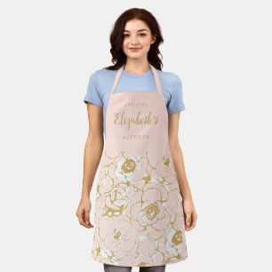 Tablier cuisine personnalisée à motif abstrait rose