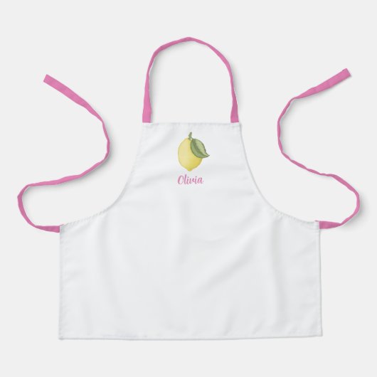 Tablier Cuisine personnalisée en citron - rose (Recto)