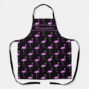 Tablier Cuisine personnalisée en flamand noir et rose