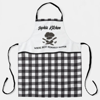 Tablier Cuisine personnalisée en noir et blanc avec buffet