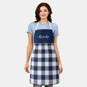 Tablier Cuisine personnalisée Marine Blue and Red Check (Porté)