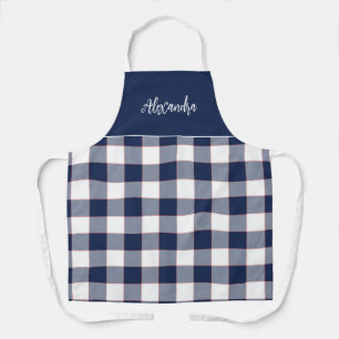Tablier Cuisine personnalisée Marine Blue and Red Check