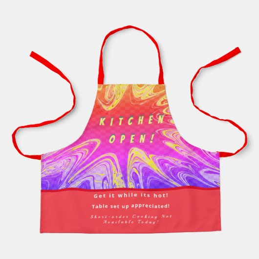 Tablier Cuisine personnalisée Ouverte + 3Commentaires Drôl (Recto)