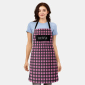 Tablier Cuisine Plaid Buffle Rose Personnalisée (Porté)
