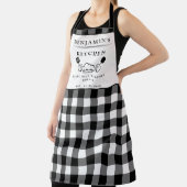 Tablier Cuisine pliée de buffle noir et blanc, texte perso (Insitu)