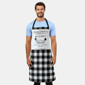 Tablier Cuisine pliée de buffle noir et blanc, texte perso (Porté)