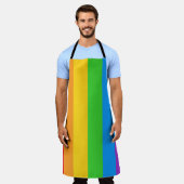 Tablier Cuisine Pride : Drapeau Arc-en-ciel (Porté)