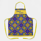 Tablier Cuisine provençale Bleu & Jaune - Bonjour Soleil (Recto)