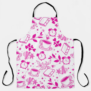 Tablier cuisine repas mignon thé café rose motif
