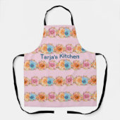 Tablier Cuisine rose avec fleurs (Recto)