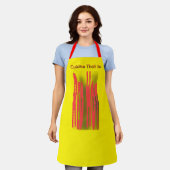 Tablier Cuisine Rouge Chaud Jaune Clair  (Porté)