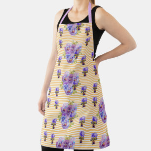 Tablier Cuisine Shabby Fleur Jaune Pansy fleurie Apron