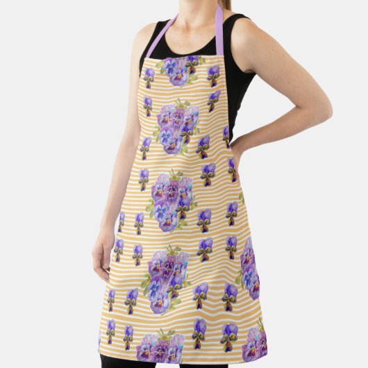 Tablier Cuisine Shabby Fleur Jaune Pansy fleurie Apron (Insitu)
