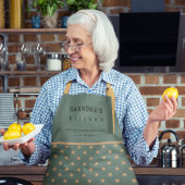 Tablier Cuisine sur mesure Grand-mère bleu avec Pois bronz