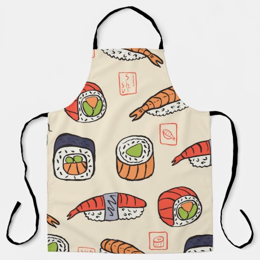 Tablier Cuisine sushi, design motif sans soudure. (Recto)