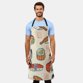 Tablier Cuisine sushi, design motif sans soudure. (Porté)