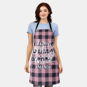 Tablier Cuisine toujours cuite avec Passion Pink Plaid (Porté)