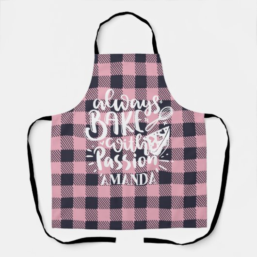 Tablier Cuisine toujours cuite avec Passion Pink Plaid (Recto)