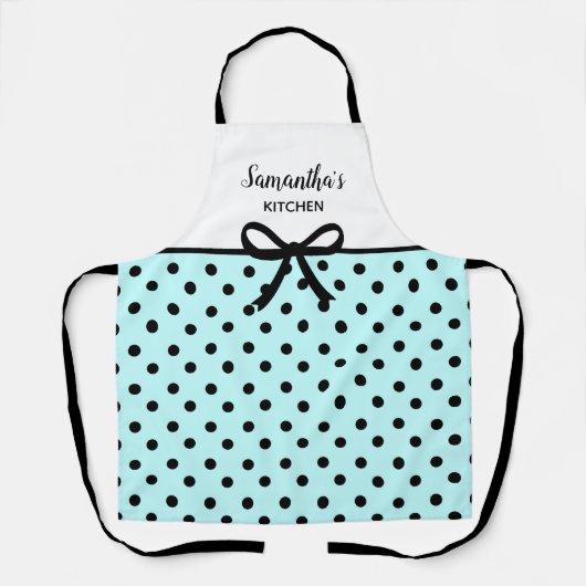 Tablier Cuisine Turquoise et noire Pois Cute Kitchen (Recto)