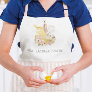 Tablier Cuisine Ustensiles Floral Logo Pâtisserie Chef Apr