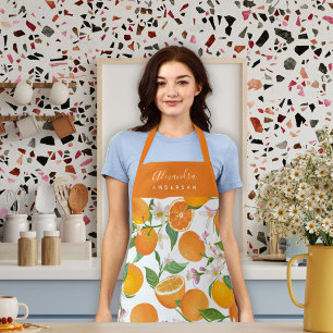Tablier Cuisinier à domicile Orange Citrus Script Name