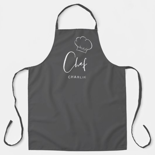 Tablier Cuisinier casquette et script gris (Recto)