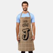 Tablier Cuisinier Mignon Gingham Marron (Porté)