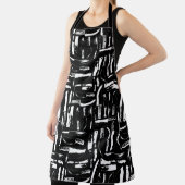 Tablier Cuisinier Noir Et Blanc Ou Bouchers Couteaux Motif (Insitu)