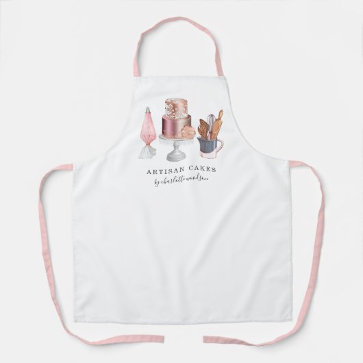 Tablier Cuisinière À Gâteaux De Boulangerie Aquarelle Gâte (Recto)