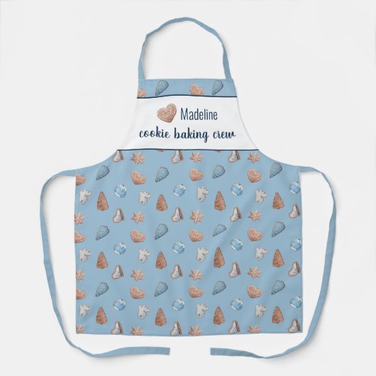 Tablier Cuisinière biscuit Crew Blue Personnalisé (Recto)
