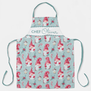 Tablier Cuisinière Gnome de Noël Chef Cuisinière Nom perso
