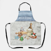 Tablier Cuisson à l'aquarelle Pâtisserie de cookies de Noë (Recto)