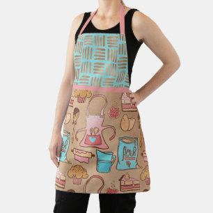 Tablier Cuisson Bleue, Rose, Tan et Or