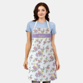 Tablier Cuisson de motif floral chic violet (Porté)