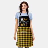 Tablier Cuisson Drôle Rouler Avec Elle Plaid Jaune Noir (Porté)