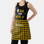 Tablier Cuisson Drôle Rouler Avec Elle Plaid Jaune Noir (Insitu)